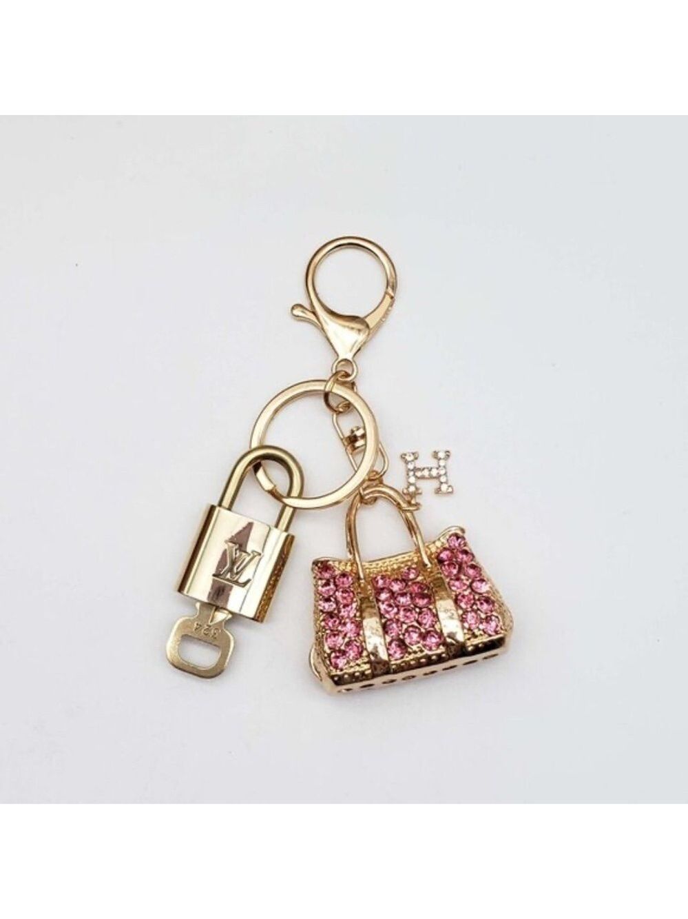 100% Auth Louis Vuitton Lock & Key with unbranded Bagcharm, Keycharm, Keychain